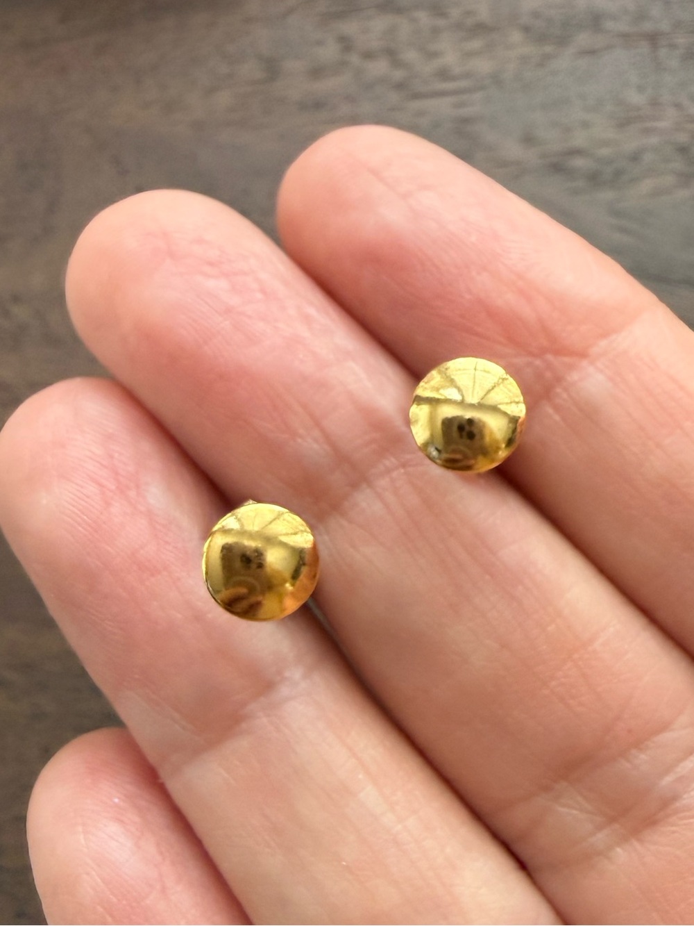 Gold Tone Round dome 7mm Stud Earrings